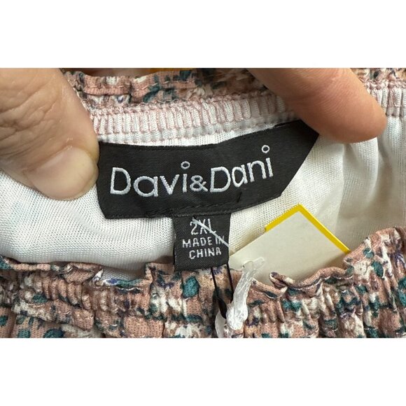 Davi & Dani Womens 2XL Floral Tiered Sundress Pink & White Lightweight With Tags - Picture 4 of 5